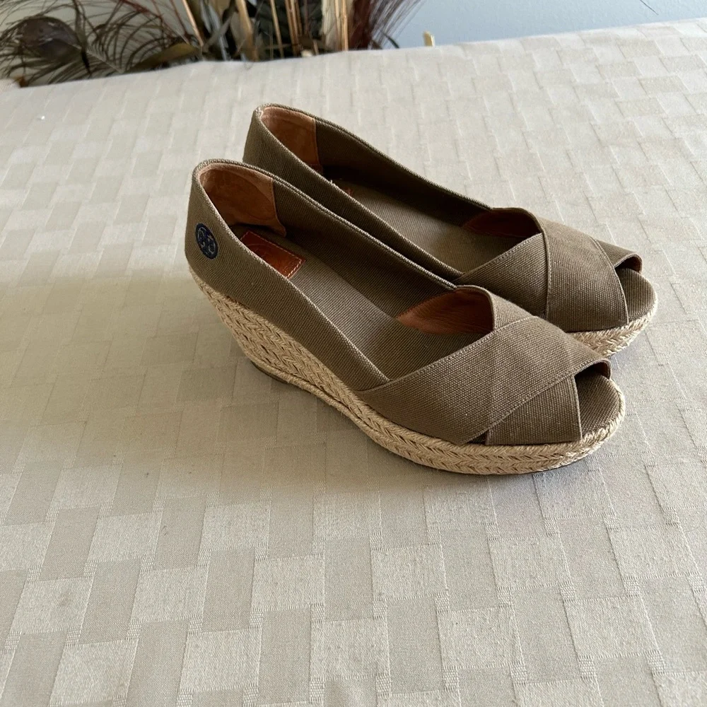 Tory Burch Filipa Cris’s Cross Espadrilles Platform Wedge Pumps